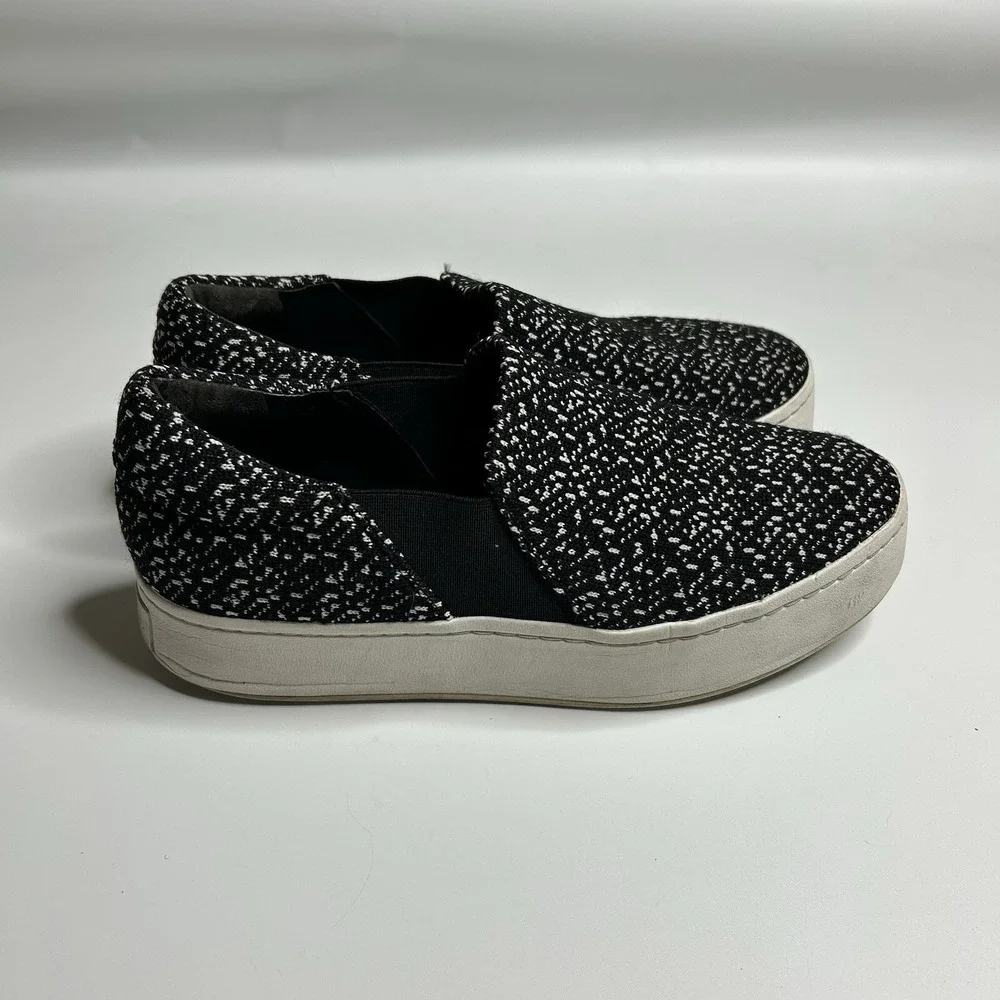 Vince Women's 8.5 Warren Knit Black White Specks Platform Sneakers Slip On